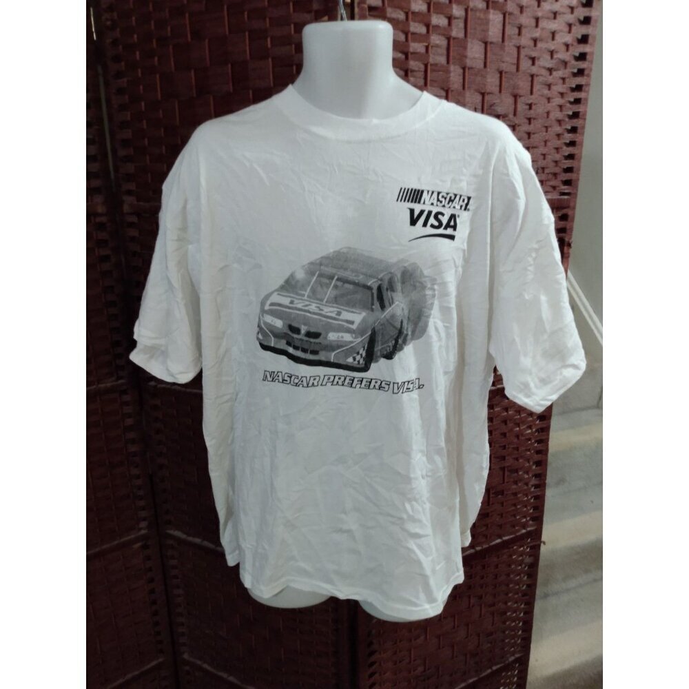 Vintage Y2K NASCAR Visa Promo T Shirt Adult XL 2000s White